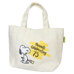 Japan Peanuts Mini Tote Bag - Snoopy & Woodstock / Happiness 75th Anniversary Yellow