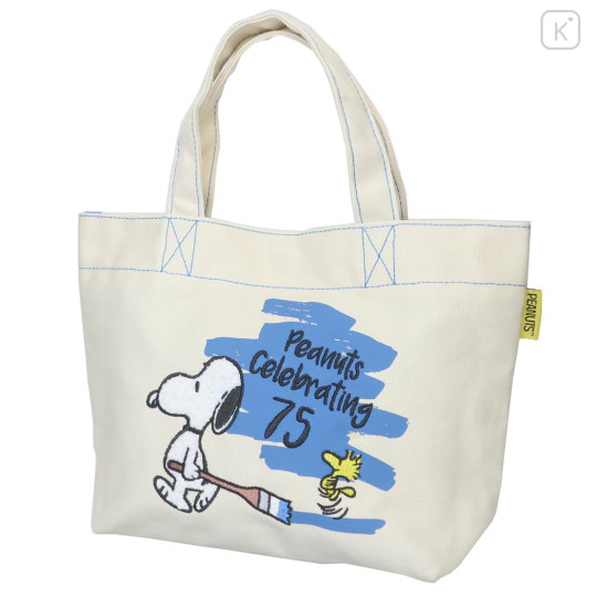 Japan Peanuts Mini Tote Bag - Snoopy & Woodstock / Happiness 75th Anniversary Blue - 1