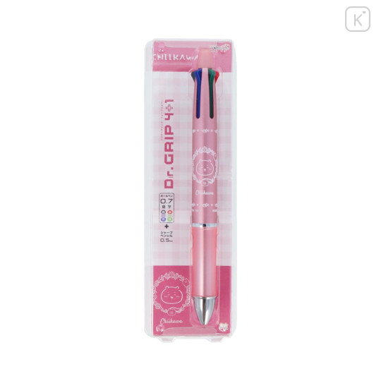 Japan Chiikawa Dr. Grip 4+1 Multi Pen & Mechanical Pencil - Chiikawa / Metallic Pink - 1