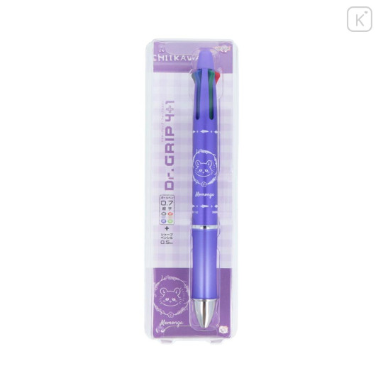 Japan Chiikawa Dr. Grip 4+1 Multi Pen & Mechanical Pencil - Momonga / Metallic Purple - 1