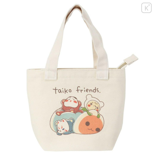 Japan Taiko no Tatsujin Mini Tote Bag - Canvas Zipper Drawing Taiko Friends B - 1