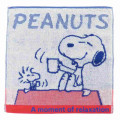 Japan Peanuts Jacquard Towel Handkerchief - Snoopy & Woodstock / Coffee Time - 1