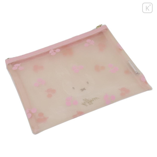 Japan Miffy Flat Pouch - Miffy / Mesh Pastel Pink Cherry - 2