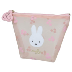 Japan Miffy Triangular Mini Pouch - Miffy / Mesh Pastel Pink Cherry