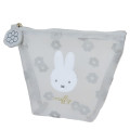 Japan Miffy Triangular Mini Pouch - Miffy / Mesh Pastel Grey Flora - 1