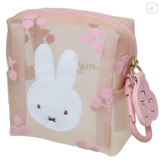 Japan Miffy Mini Pouch - Miffy / Mesh Pastel Pink Cherry - 1