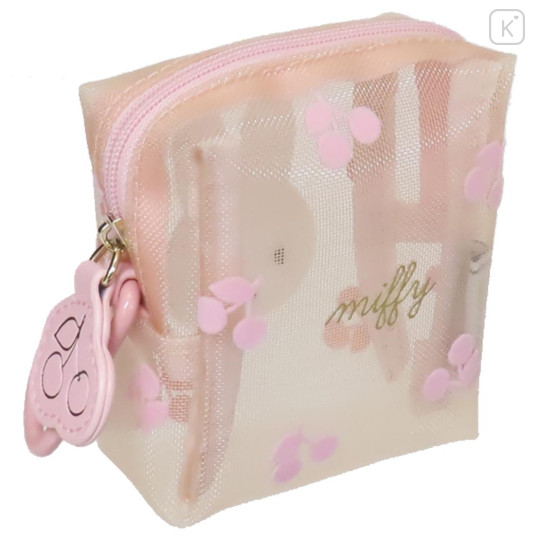 Japan Miffy Mini Pouch - Miffy / Mesh Pastel Pink Cherry - 2