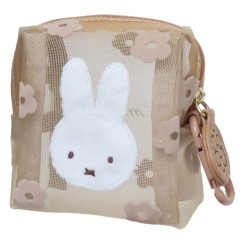 Japan Miffy Mini Pouch - Miffy / Mesh Pastel Light Brown Flora