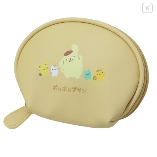 Japan Sanrio Round Mini Pouch - Pompompurin / Friend Yellow - 1