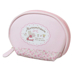 Japan Sanrio Round Mini Pouch - Marron Cream / Pink Flora