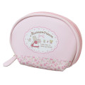 Japan Sanrio Round Mini Pouch - Marron Cream / Pink Flora - 1