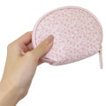 Japan Sanrio Round Mini Pouch - Marron Cream / Pink Flora - 2