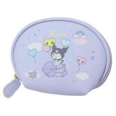 Japan Sanrio Round Mini Pouch - Kuromi / Purple Sky Party