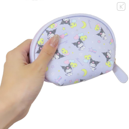 Japan Sanrio Round Mini Pouch - Kuromi : Purple Sky Party - 2