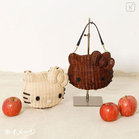 Japan Sanrio Rattan Bag - Hello Kitty : Natural - 5
