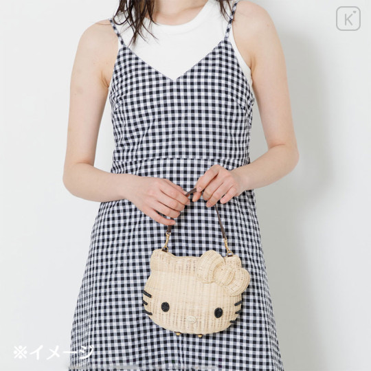Japan Sanrio Rattan Bag - Hello Kitty : Natural - 7