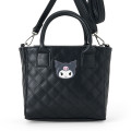 Japan Sanrio Original Quilt 2way Mini Tote Bag - Kuromi - 2