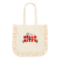 Japan Sanrio Frill Tote Bag - Hello Kitty / Ivory - 1