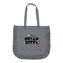 Japan Sanrio Frill Tote Bag - Hello Kitty / Black