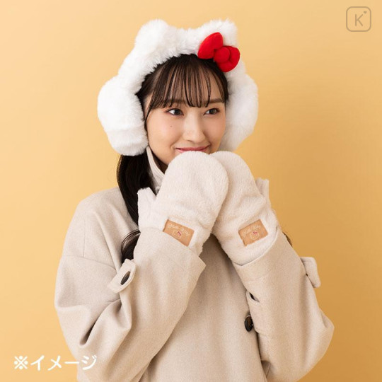 Japan Sanrio Original Fake Fur Mittens - Kuromi - 4