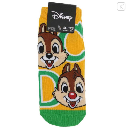 Japan Disney Socks - Chip & Dale / Orange Green - 1