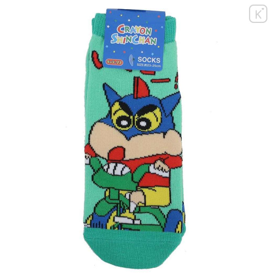 Japan Crayon Shin-chan Socks - Shinnosuke Nohara / Green Mask Kamen - 1