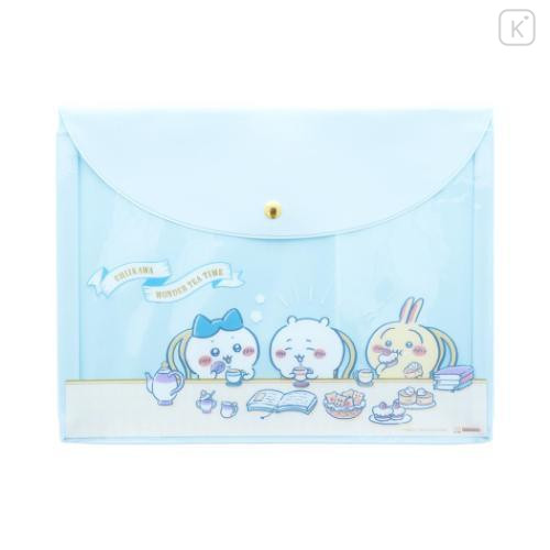 Japan Chiikawa A5 Flat Case File Folder - Chiikawa & Hachiware & Usagi : Wonder Tea Time Blue - 1