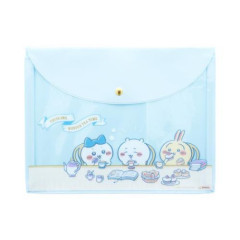 Japan Chiikawa A5 Flat Case File Folder - Chiikawa & Hachiware & Usagi / Wonder Tea Time Blue