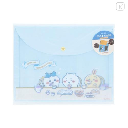 Japan Chiikawa A5 Flat Case File Folder - Chiikawa & Hachiware & Usagi : Wonder Tea Time Blue - 4