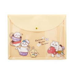 Japan Chiikawa A5 Flat Case File Folder - Chiikawa & Hachiware & Usagi / Wonder Tea Time Orange