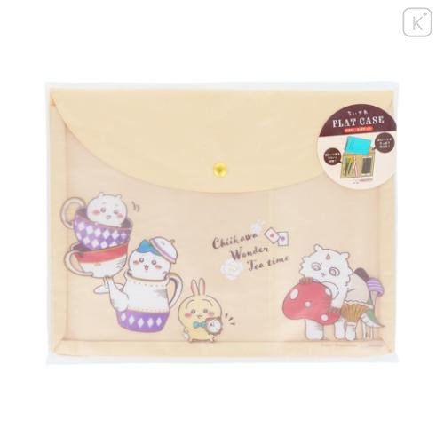 Japan Chiikawa A5 Flat Case File Folder - Chiikawa & Hachiware & Usagi / Wonder Tea Time Orange - 4