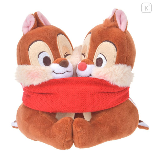 Japan Disney Store Plush Toy - Chip & Dale / Knitted Scarf Hug Christmas 2024 - 1