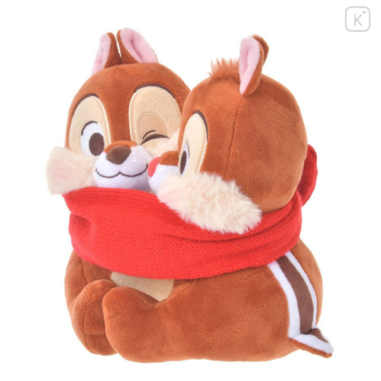 Japan Disney Store Plush Toy - Chip & Dale / Knitted Scarf Hug Christmas 2024 - 2