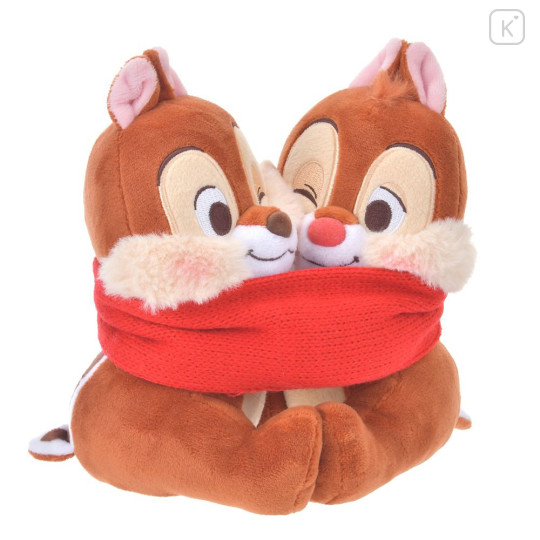 Japan Disney Store Plush Toy - Chip & Dale / Knitted Scarf Hug Christmas 2024 - 3