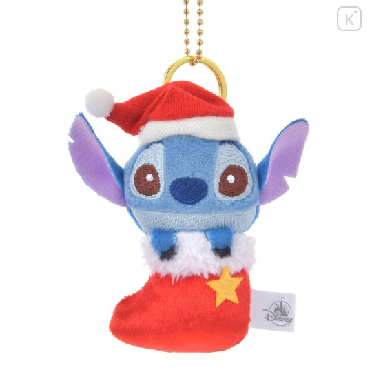 Japan Disney Store Plush Mascot Keychain - Stitch / Socks Christmas 2024 - 1