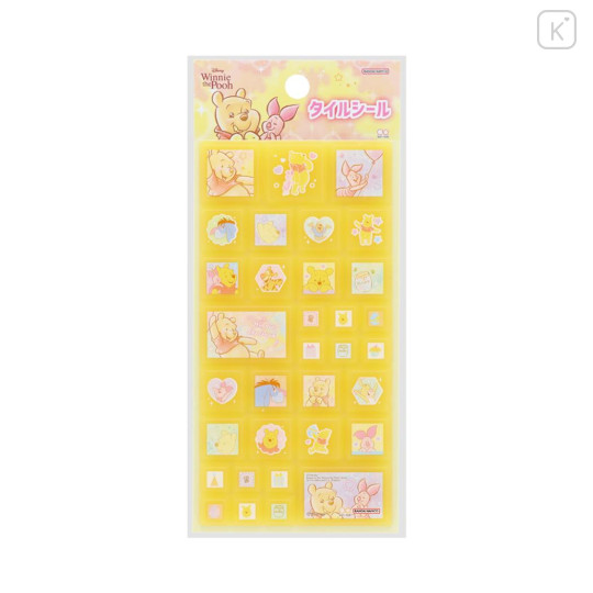 Japan Disney Tile Sticker - Piglet & Pooh / Yellow - 1