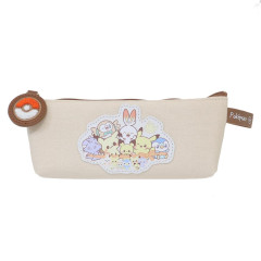 Japan Pokemon Pen Pouch Pencil Case - Pokepeace Pokeball Beige