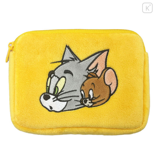 Japan Tom and Jerry Fluffy Flat Pouch & Tissue Case - Tom & Jerry / Yellow - 1