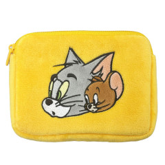 Japan Tom and Jerry Fluffy Flat Pouch & Tissue Case - Tom & Jerry / Yellow