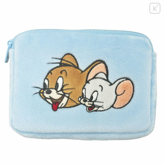 Japan Tom and Jerry Fluffy Flat Pouch & Tissue Case - Tuffy & Jerry / Blue - 1