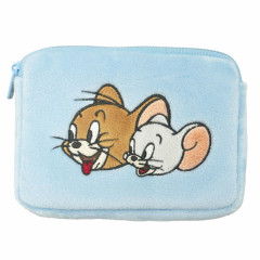 Japan Tom and Jerry Fluffy Flat Pouch & Tissue Case - Tuffy & Jerry / Blue