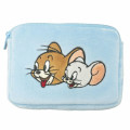 Japan Tom and Jerry Fluffy Flat Pouch & Tissue Case - Tuffy & Jerry / Blue - 1