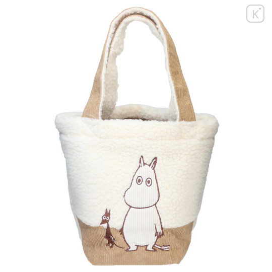 Japan Moomin Fluffy Mini Tote Bag - Moomintroll / Beige - 1