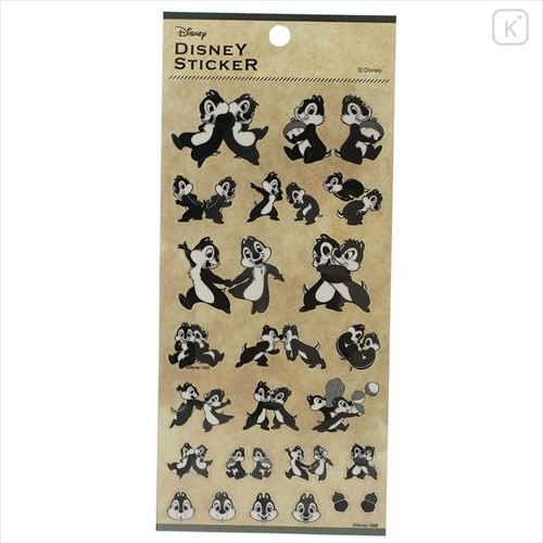 Japan Disney Sticker - Chip & Dale Monochrome - 1