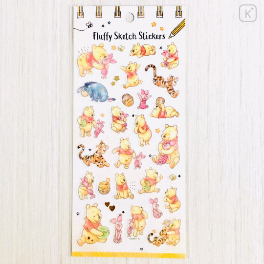 Japan Disney Fluffy Sketch Stickers - Winnie The Pooh - 1