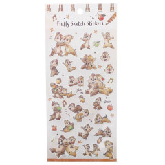 Japan Disney Fluffy Sketch Stickers - Chip & Dale