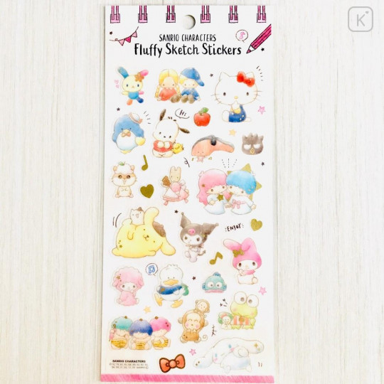 Japan Sanrio Fluffy Sketch Stickers - Sanrio Family - 1