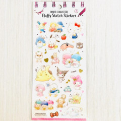 Japan Sanrio Fluffy Sketch Stickers - Sanrio Family