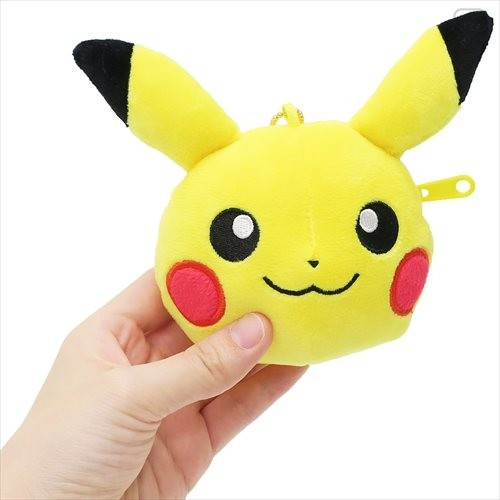 Japan Pokemon Keychain Mini Pouch - Pikachu Face - 3
