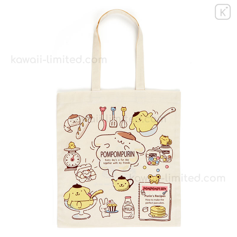 Sanrio Pompompurin Canvas Tote Bag Lightweight NEW Delightful Day With Friends